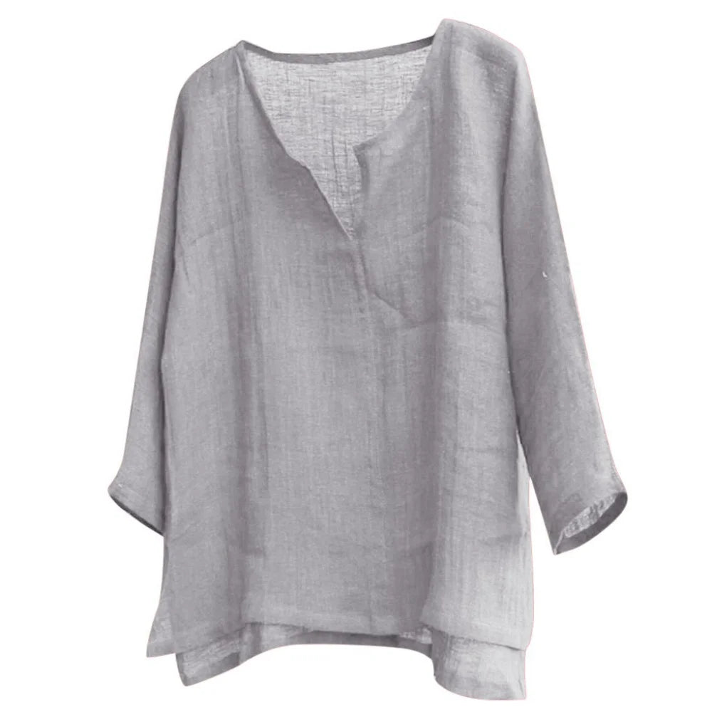 Men's Long-Sleeve Cotton Linen Shirt – Loose Fit Casual Button-Up