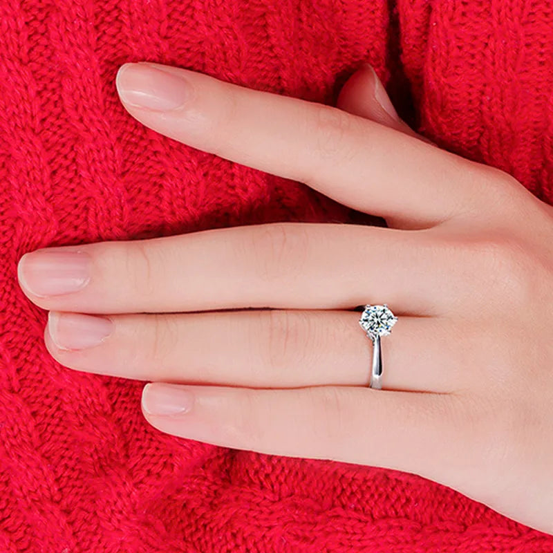 Anillos de boda finos para hombres y mujeres, regalo de plata de ley S925, color cristal austriaco, anillo de compromiso, joyería, Bague Femme