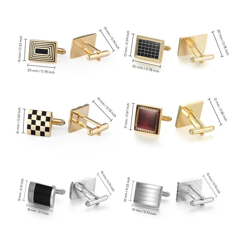 Square Cufflinks & Tie Clip Set | Unisex Dress Shirt Accessories