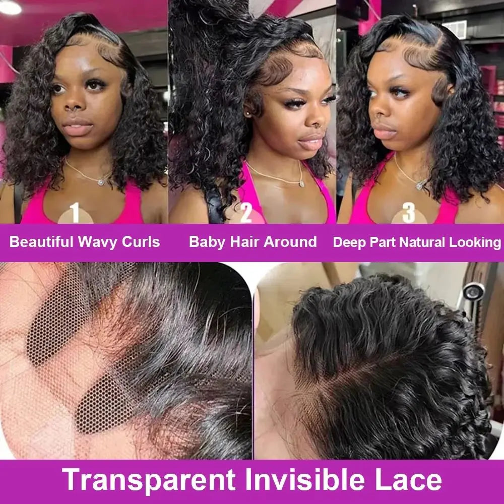 Deep Wave Lace Front Wig – 250% Density | Brazilian Human Hair | 13x4, 13x6 & 5x5