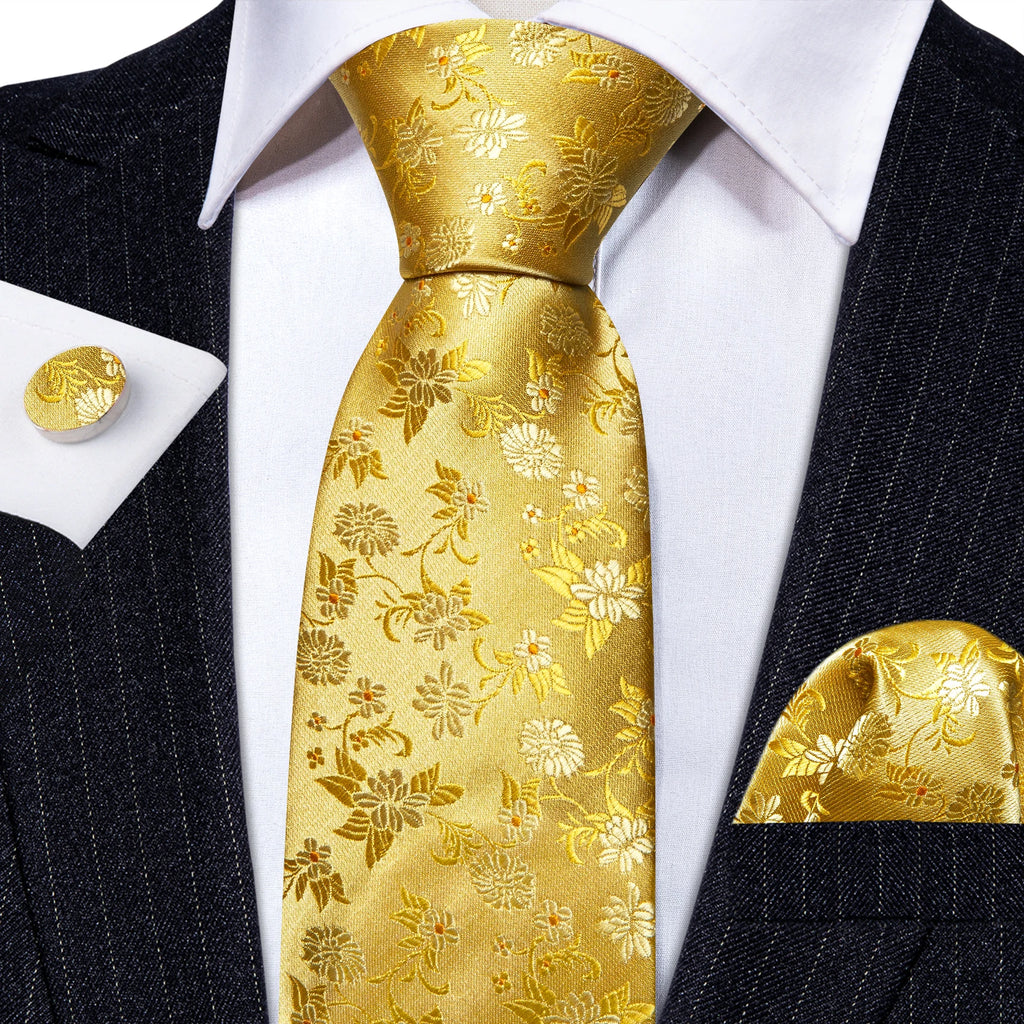 Jacquard Necktie, Pocket Square & Cufflinks Set – Unisex Gift
