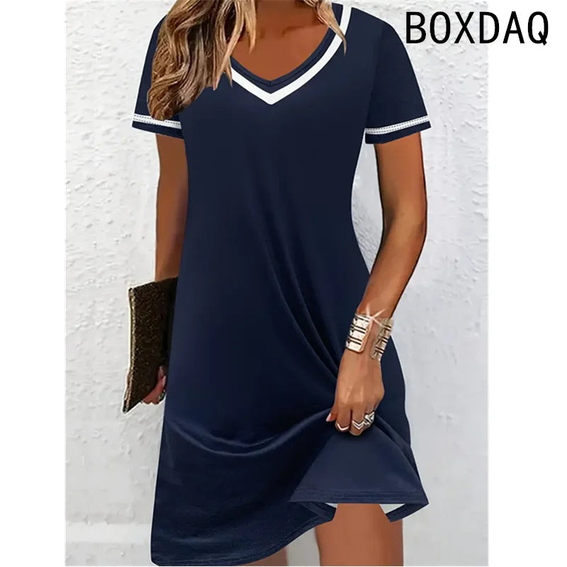 Women's Short Sleeve Printed A-Line Dress