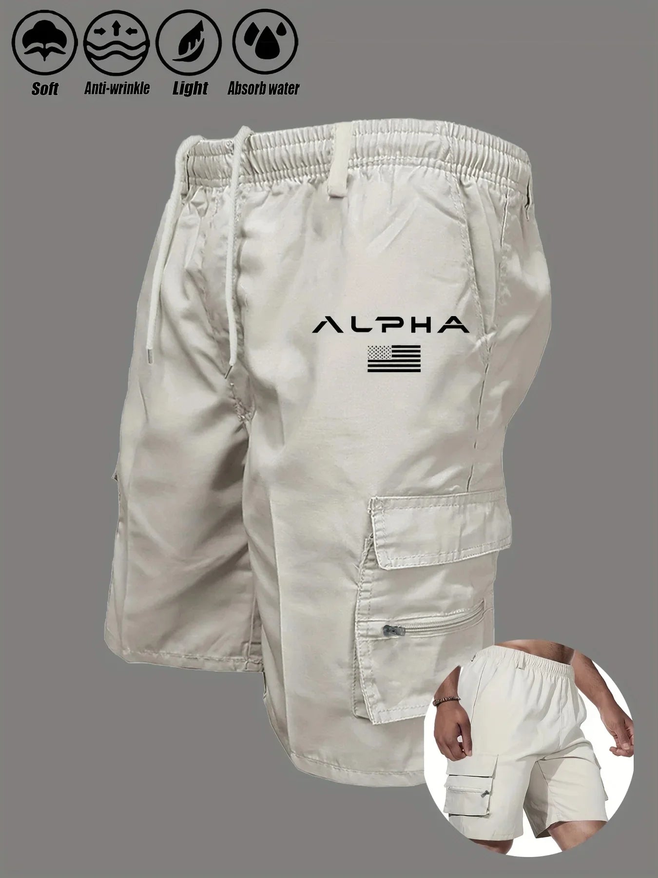 American Flag & Eagle Print Cargo Shorts – Patriotic Multi-Pocket Streetwear Shorts