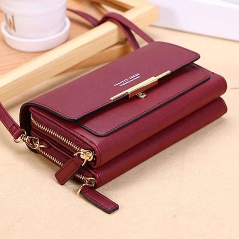 Korean Style Multi-Card Wallet Bag — Large Capacity Phone Pocket Shoulder Bag