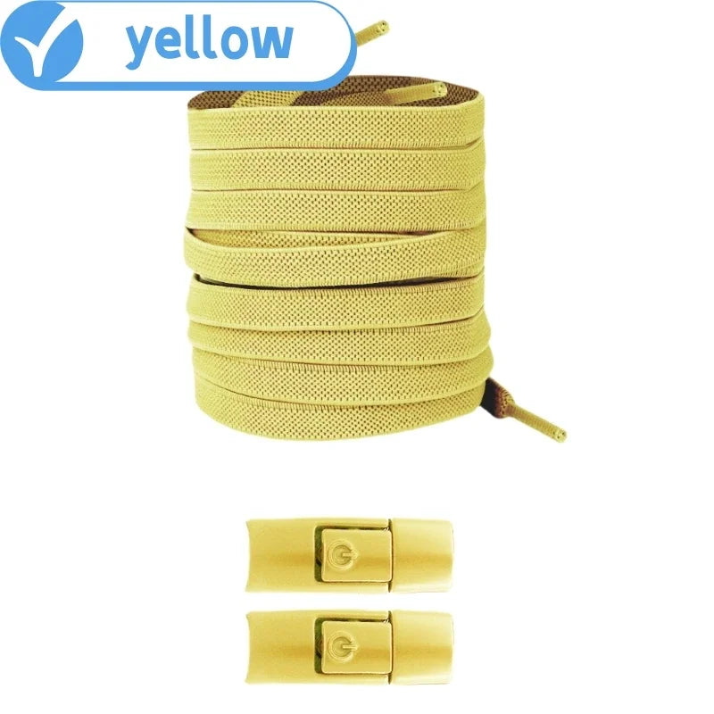 No-Tie Elastic Press-Lock Shoelaces – Flat 8mm, 100cm | Kids & Adults