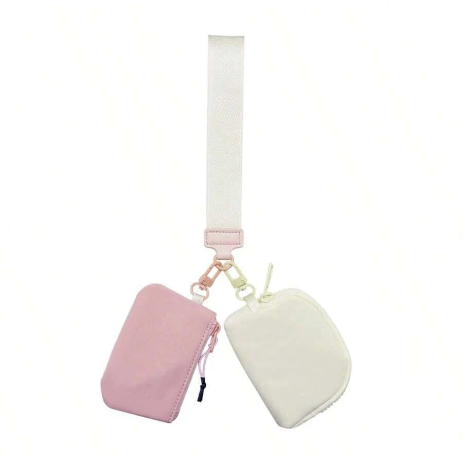 2-Piece Nylon Wrist Bag & Coin Purse Set — Waterproof Sporty Wallet with Keychain Bag & Card Case