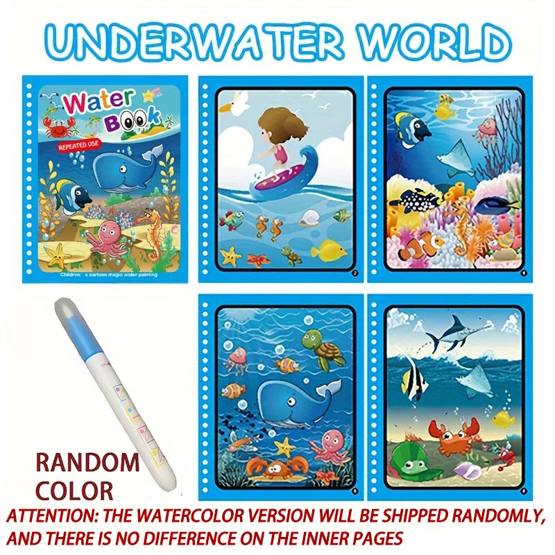 Magic Water Drawing Book – Reusable Montessori Coloring Book for Kids