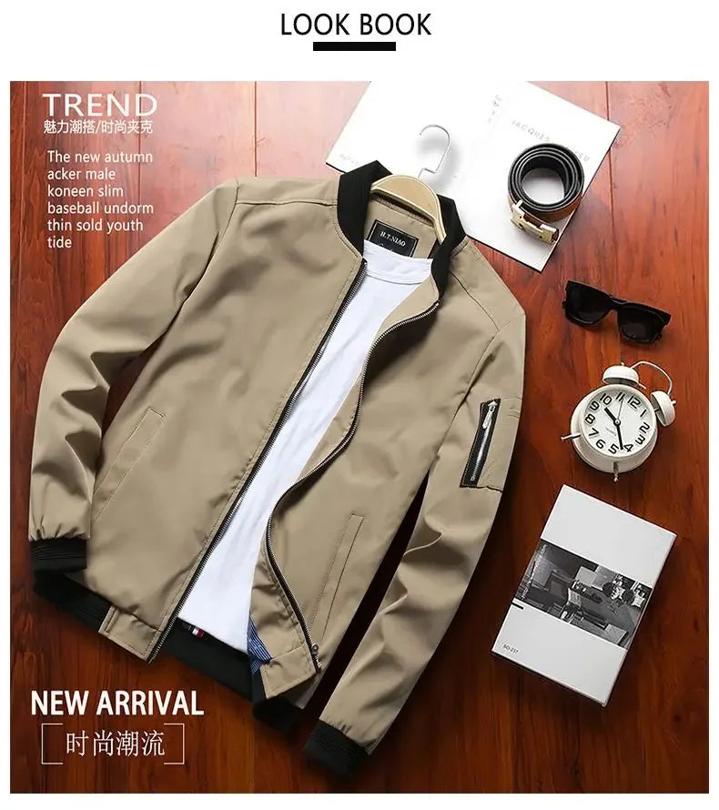 Slim-Fit Zip-Up Bomber Jacket