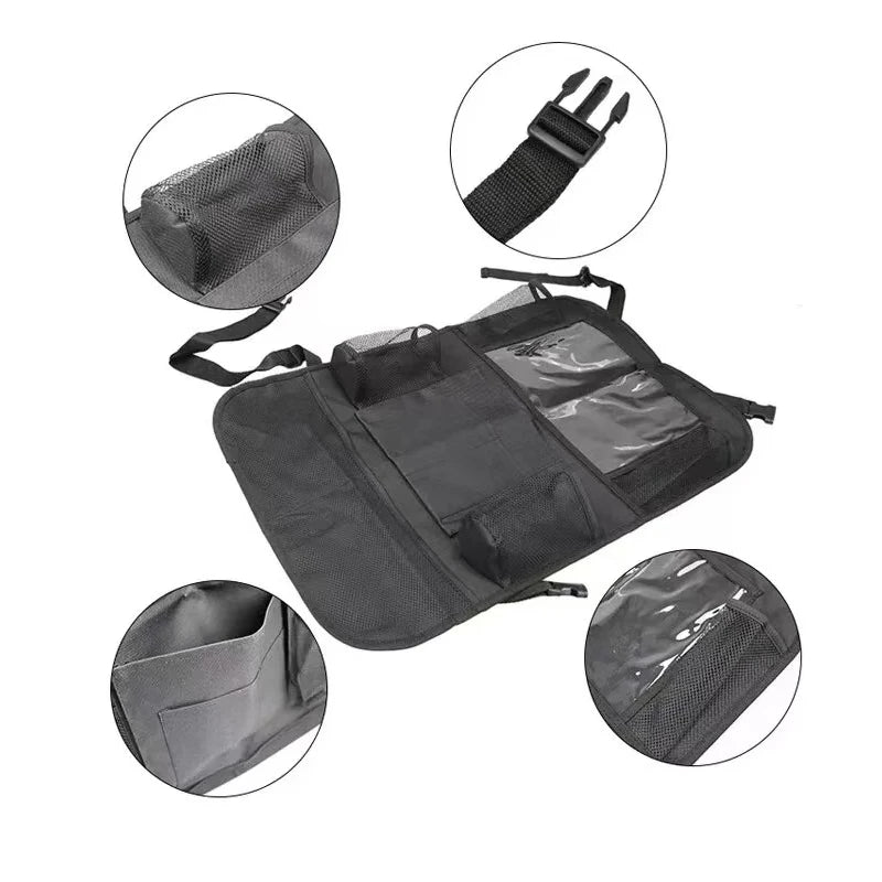 Car Backseat Organizer with Tablet Holder | Multi-Pocket Oxford Seat Back Bag