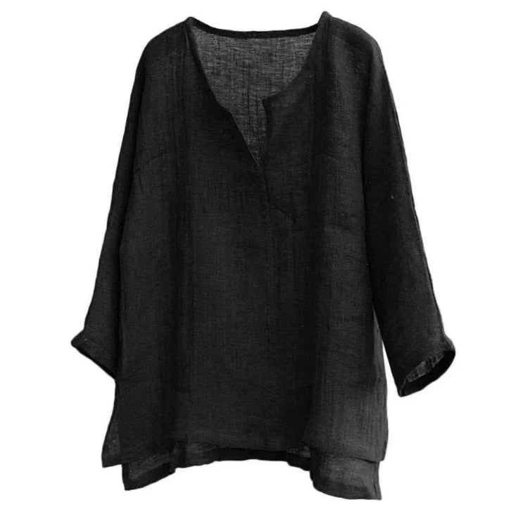 Men's Long-Sleeve Cotton Linen Shirt – Loose Fit Casual Button-Up