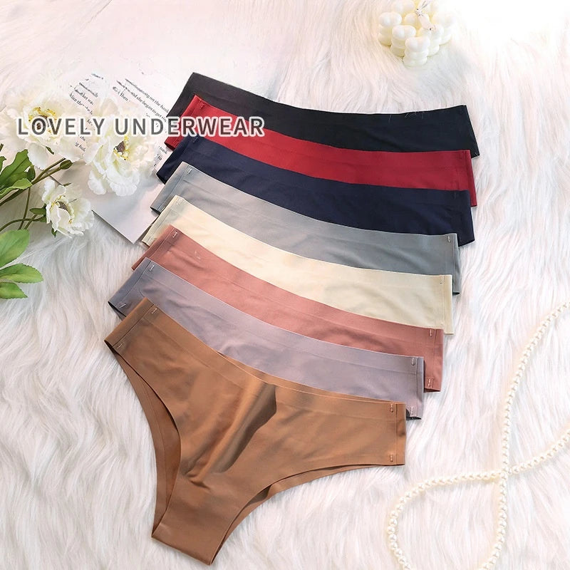 Braguitas brasileñas de seda helada sin costuras para mujer, paquete de 4 | Braguitas bikini de talle bajo M-XL
