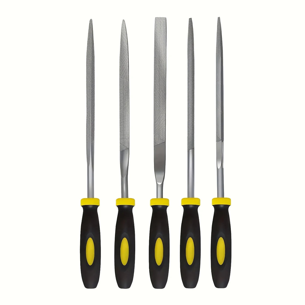High-Carbon Steel Precise Needle File Set - Premium Kit with Non-Slip Ergonomic Handles, for Wood/Plastic/Model Filing