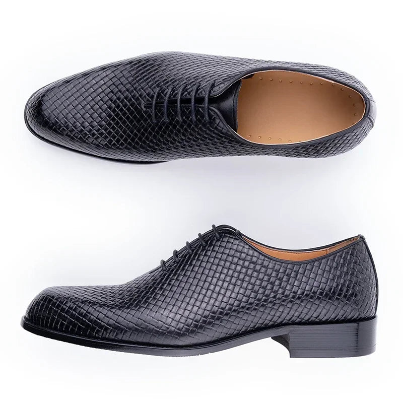 Men's Luxury Genuine Leather Oxford Shoes | Pointed Toe Dress & Wedding Shoes