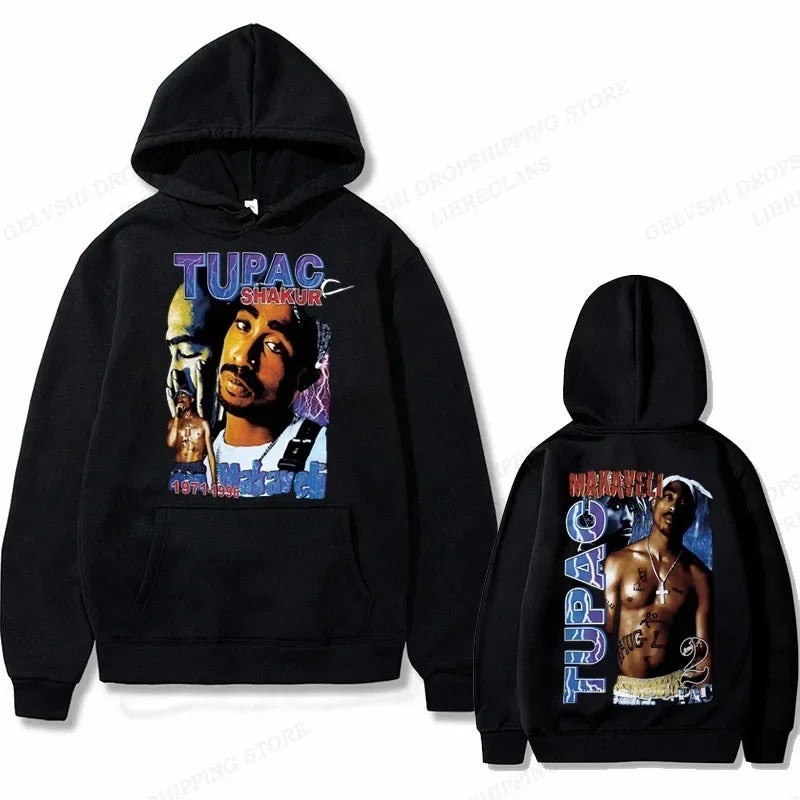 2Pac Graphic Hoodie – Unisex Oversized Fleece Hip Hop Sweatshirt