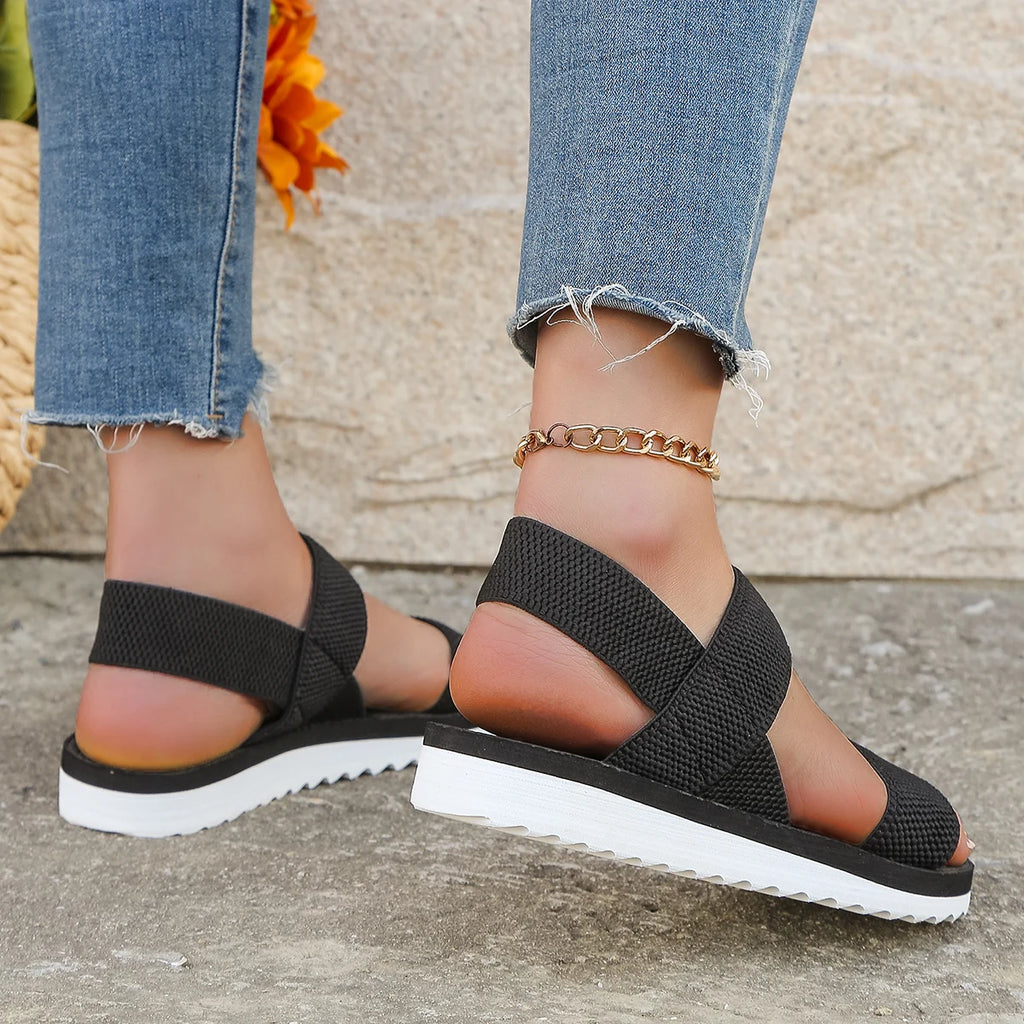 Sandalias planas para mujer – Chanclas informales antideslizantes en negro y caqui