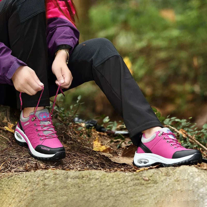 Women's Waterproof Platform Sneaker Boots – Lace-Up Low Heel Casual Outdoor Shoes