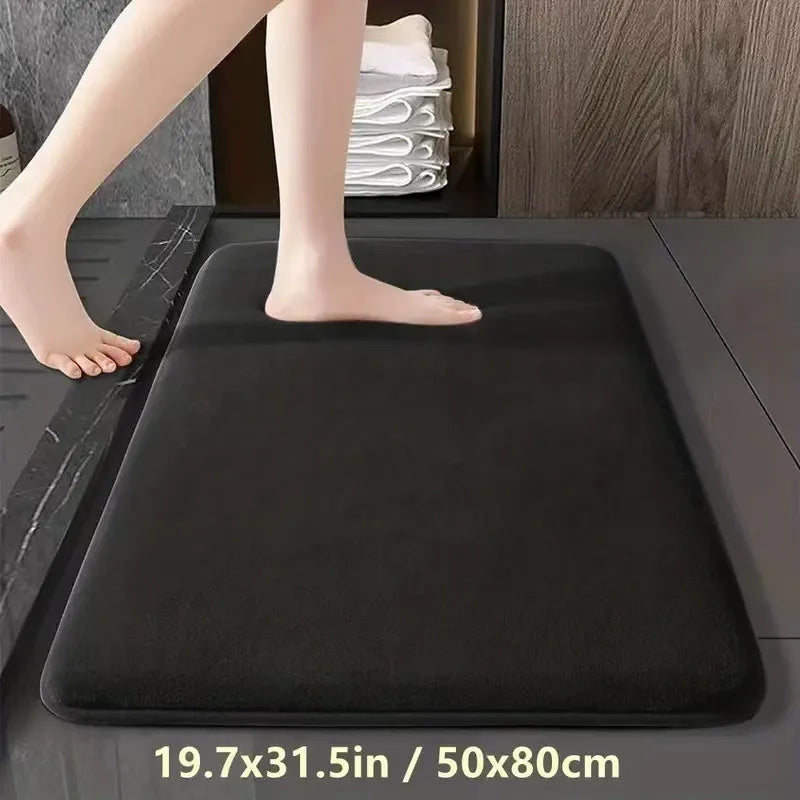 Solid Color Bathroom Mat - Non-Slip Absorbent Floor Mat (3 Sizes)