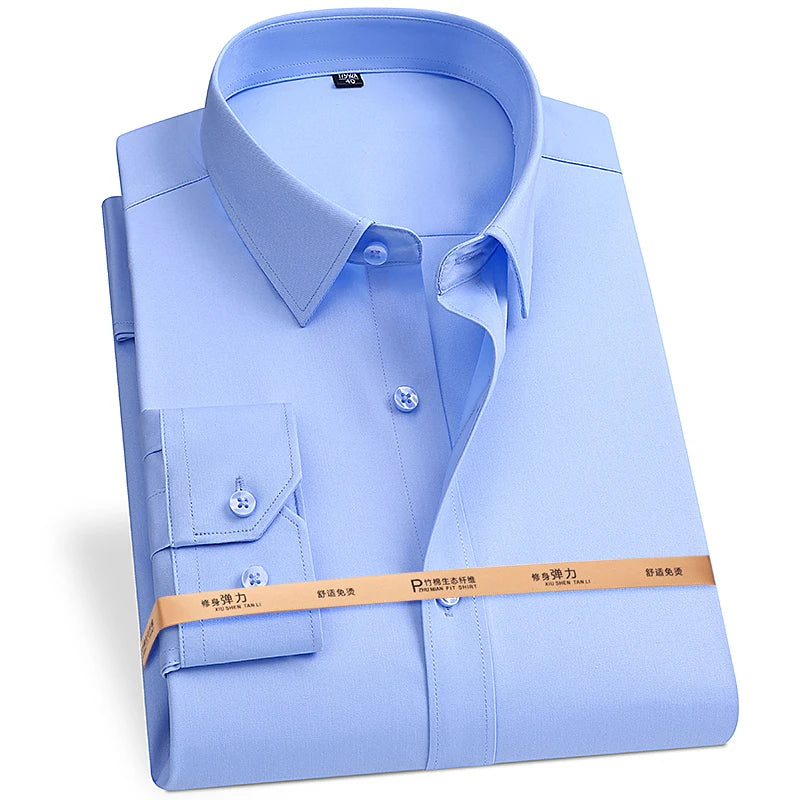 Men's Bamboo Fiber Dress Shirt — Wrinkle-Free, Slim Fit