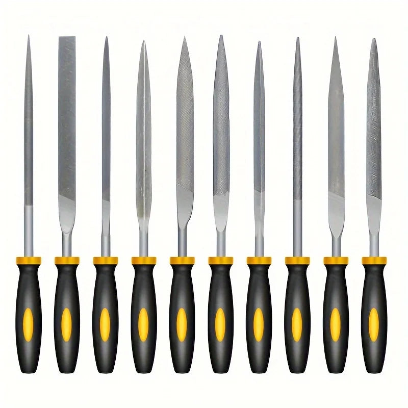 High-Carbon Steel Precise Needle File Set - Premium Kit with Non-Slip Ergonomic Handles, for Wood/Plastic/Model Filing