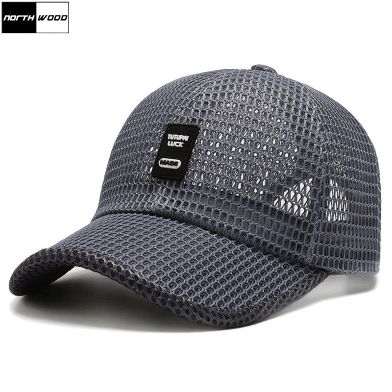 [NORTHWOOD] Gorra de béisbol de malla para hombre, gorras de verano transpirables, sombrero de papá, gorras de pesca al aire libre, gorras de hueso, gorra Snapback Trucker