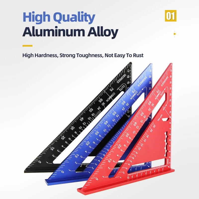 Aluminum Alloy Carpenter's Triangle Ruler — Set Square, Protractor & Saw Guide