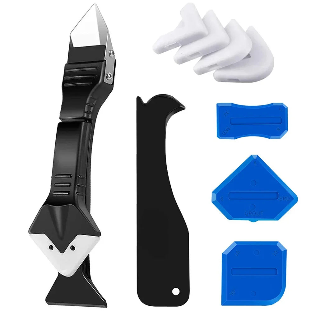 Caulking & Silicone Finishing Tool Kit — Scraper, Smoother & Grout Remover Set