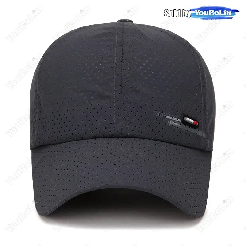 Gorra de béisbol de verano para hombre, transpirable, perforada, de secado rápido, para pesca, protección solar, ciclismo, viajes