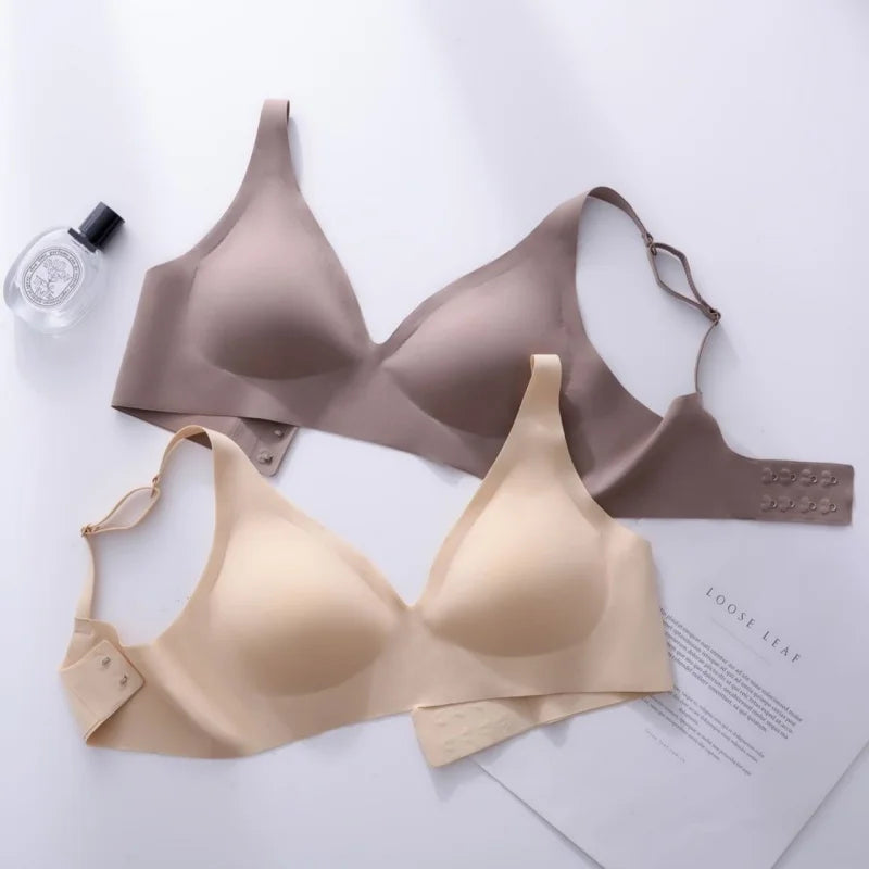 2-Pack Seamless Wireless Bras for Women | Deep V Push-Up Bralette | Soft Padded Convertible Straps S-2XL