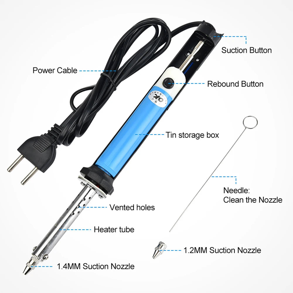 Electric Solder Sucker Pen — 30W Vacuum Desoldering Pump, US & EU Plug