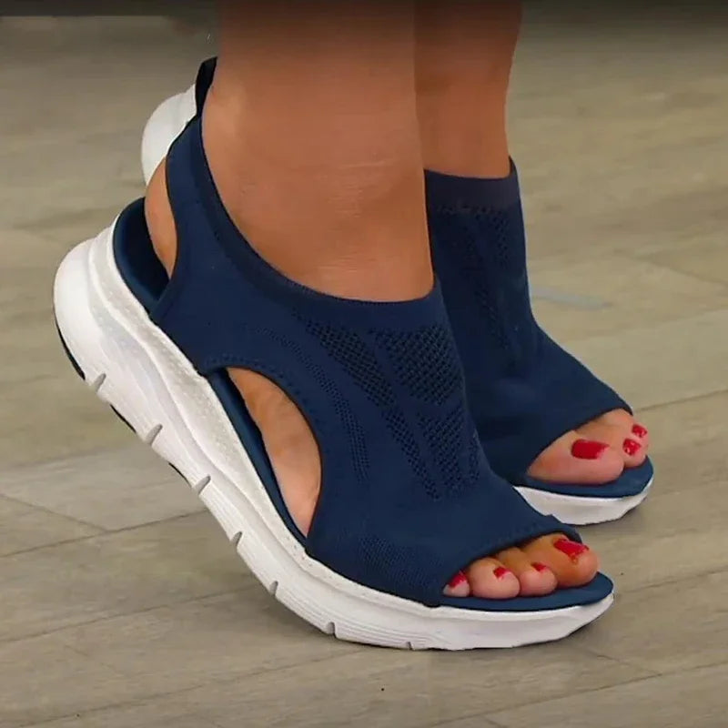 Women's Platform Wedge Sandals – Mesh Open Toe, Lightweight Slip-On