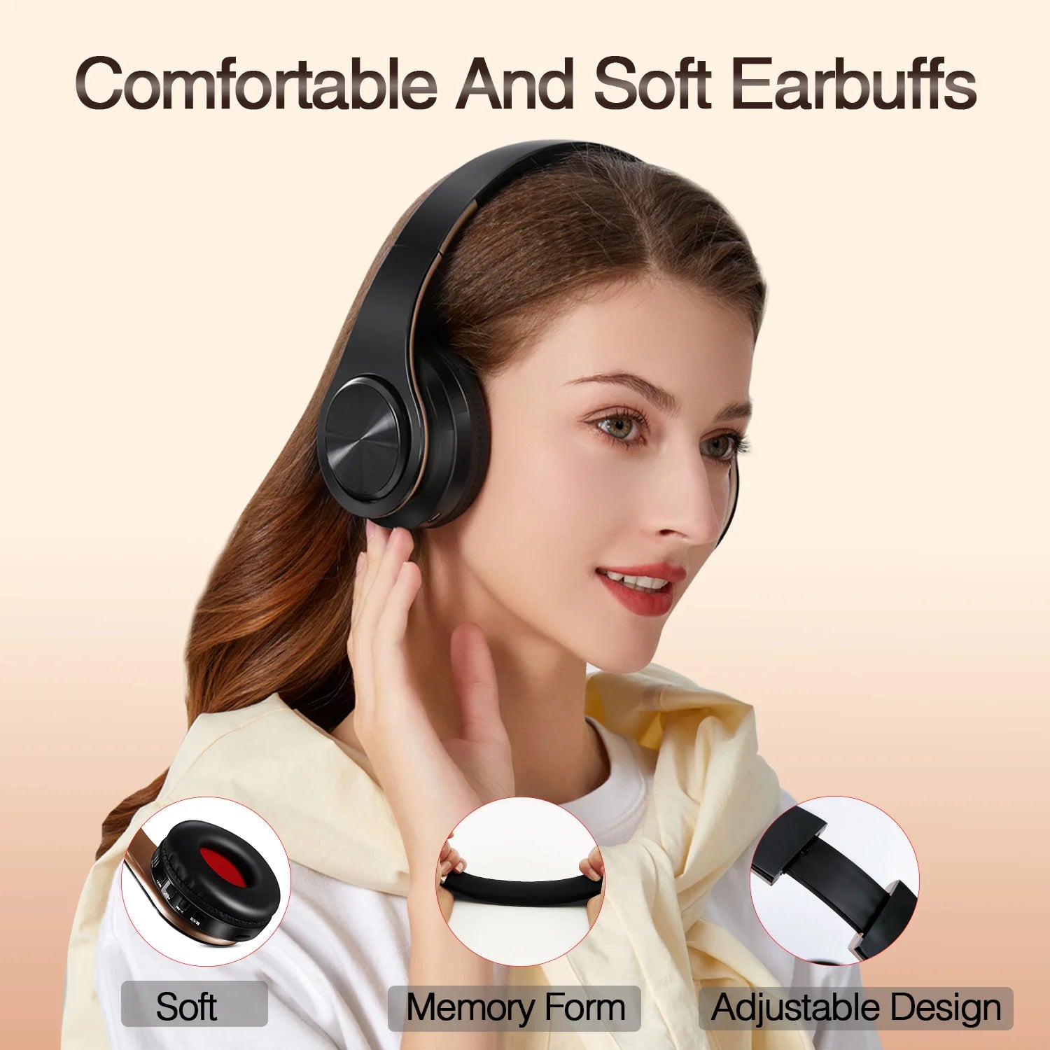 Wireless Bluetooth Over-Ear Headphones | 20Hr Battery, FM Radio & TF Card