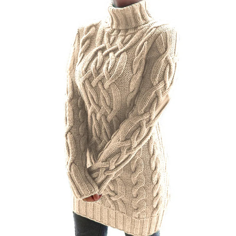 Chunky Cable Knit Turtleneck Sweater – 5 Colors