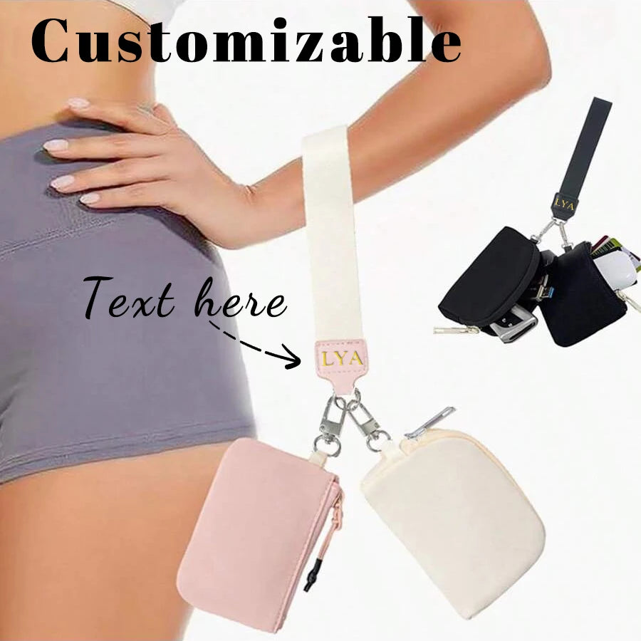 2-Piece Nylon Wrist Bag & Coin Purse Set — Waterproof Sporty Wallet with Keychain Bag & Card Case