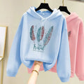Feather Print Fleece-Lined Hoodie – 3 Colors