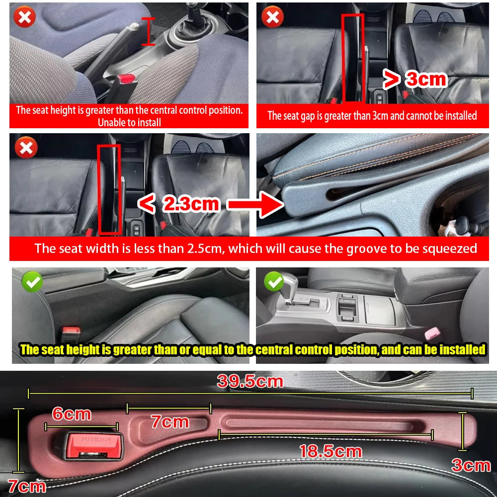 Car Seat Gap Filler – 2-Pack Leak-Proof Side Seam Plug Strip for All Cars