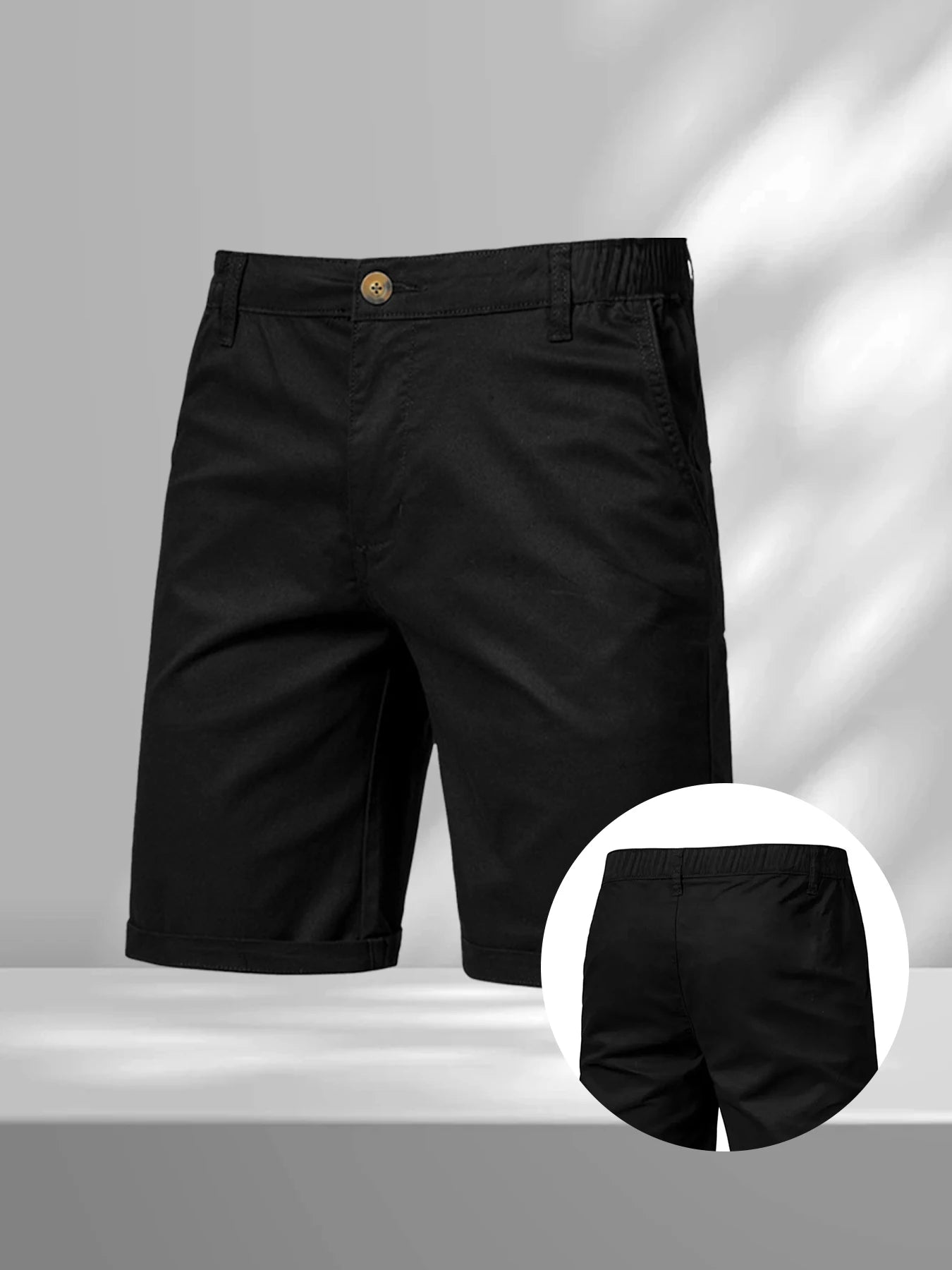 Men's Casual Cargo Shorts – Solid Color Jogger & Hiking Shorts with Elastic Waist