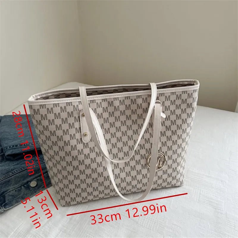 Vintage PU Leather Tote Bag — Large Underarm Shoulder Bag for Women