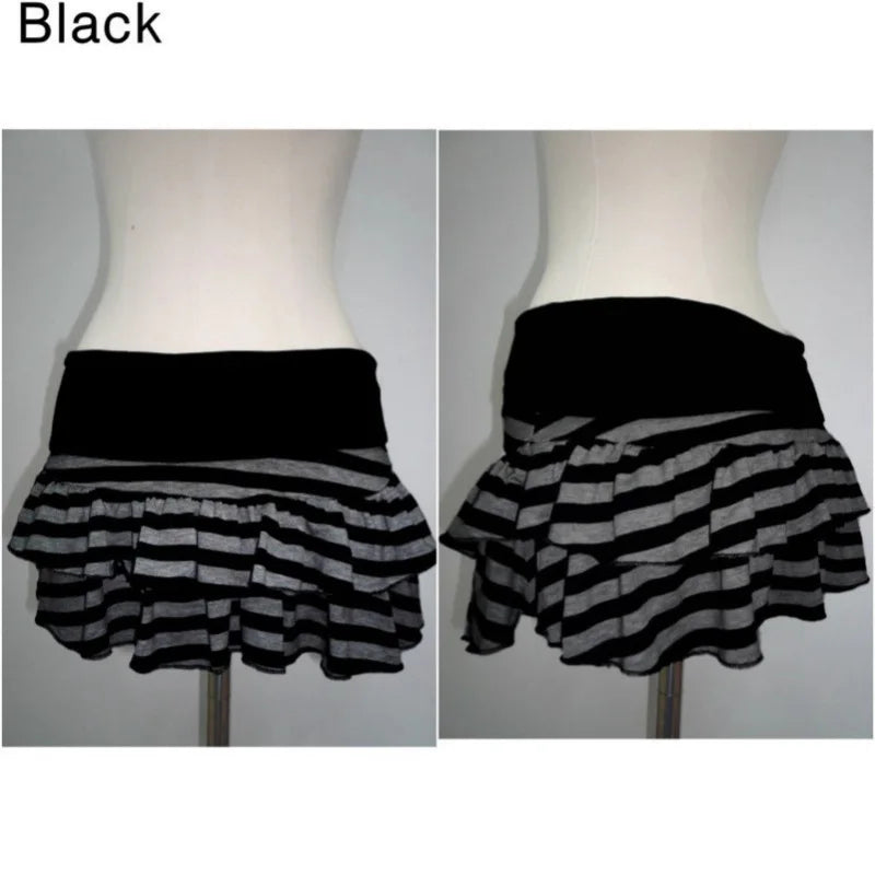 Y2K Striped Color Block Mini Skirt