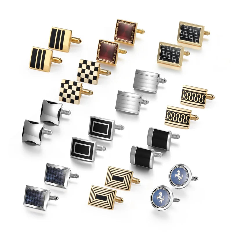 Square Cufflinks & Tie Clip Set | Unisex Dress Shirt Accessories
