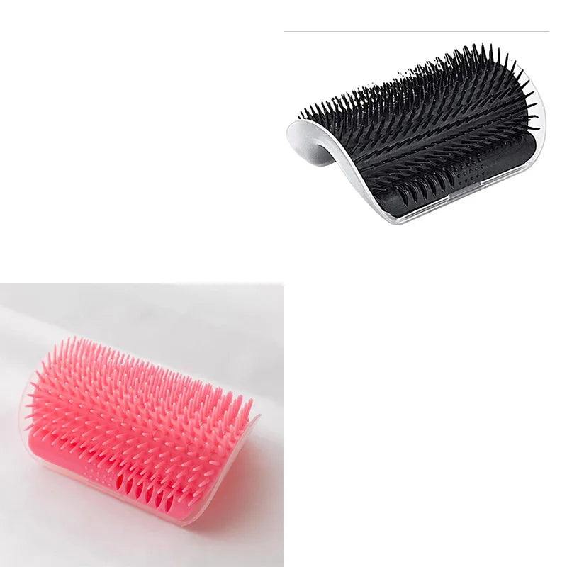 Cat Self-Groomer Brush & Massage Comb with Catnip – Corner Wall Scratcher for Kittens & Cats