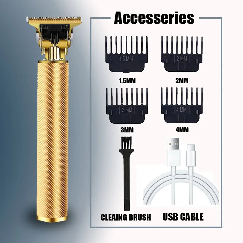 Professional USB Electric Hair Trimmer – 0mm Bald Fade, Cordless