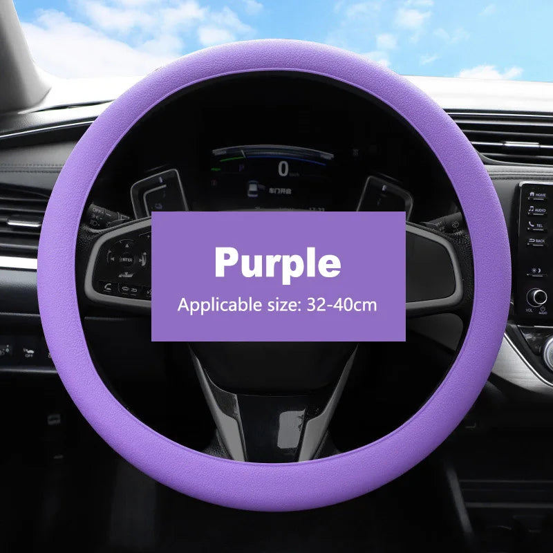 Non-Slip Silicone Steering Wheel Cover – Universal 38cm, Breathable & Elastic