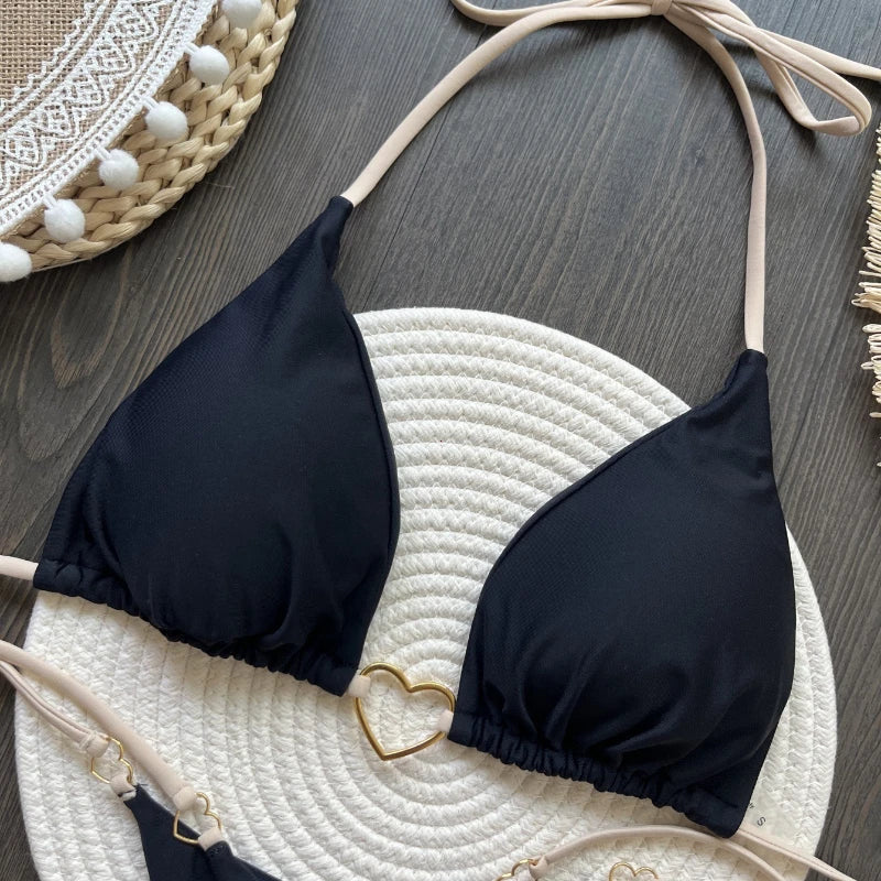 Bikini liso blanco 2025 para mujer, traje de baño de dos piezas con lazo de cintura baja, bañador femenino, купальник