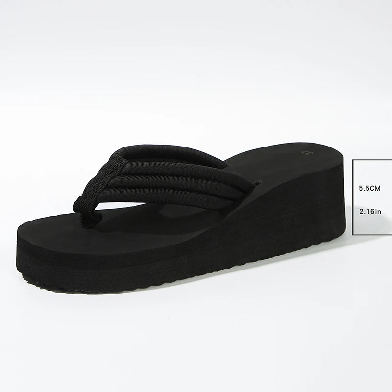 Women's Wedge Clip-Toe Flip Flops – Lightweight Platform Beach Slides with Thick Non-Slip Sole