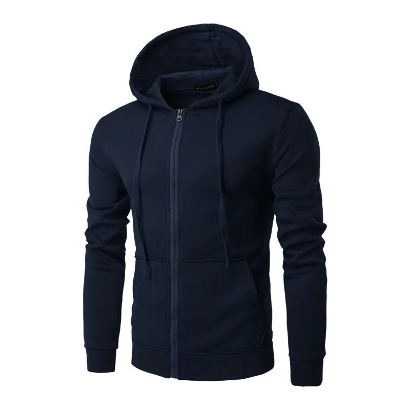 Men's Slim Fit Zip-Up Hoodie Jacket – Long Sleeve Casual Sweatshirt