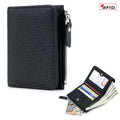 Genuine Cow Leather Short Wallet — RFID Blocking Card Holder & Coin Purse