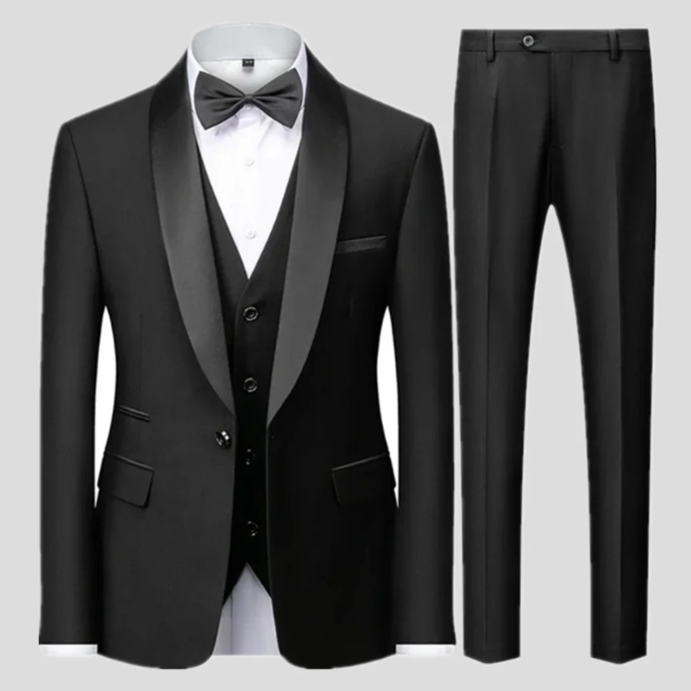 Men's 3-Piece Slim Fit Suit - Blazer, Vest & Pants (XXS-XXXL)