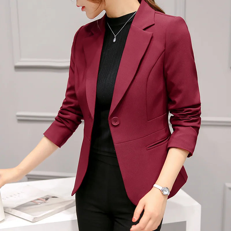 Women's Slim Fit Long-Sleeve Blazer – Classic Office Jacket
