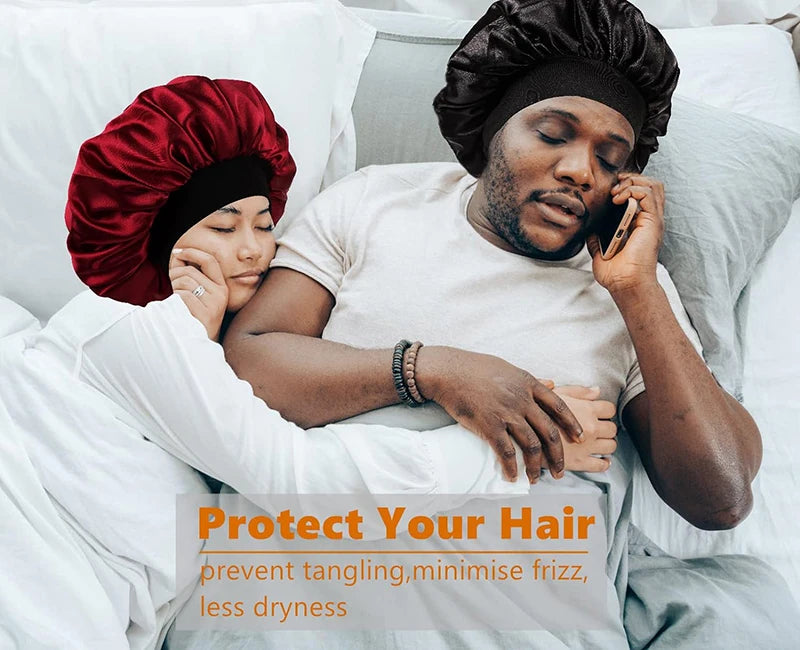 Silky Durag 3-Pack – Long Tail Wave Cap, Satin Bonnet & Headband for Men & Women