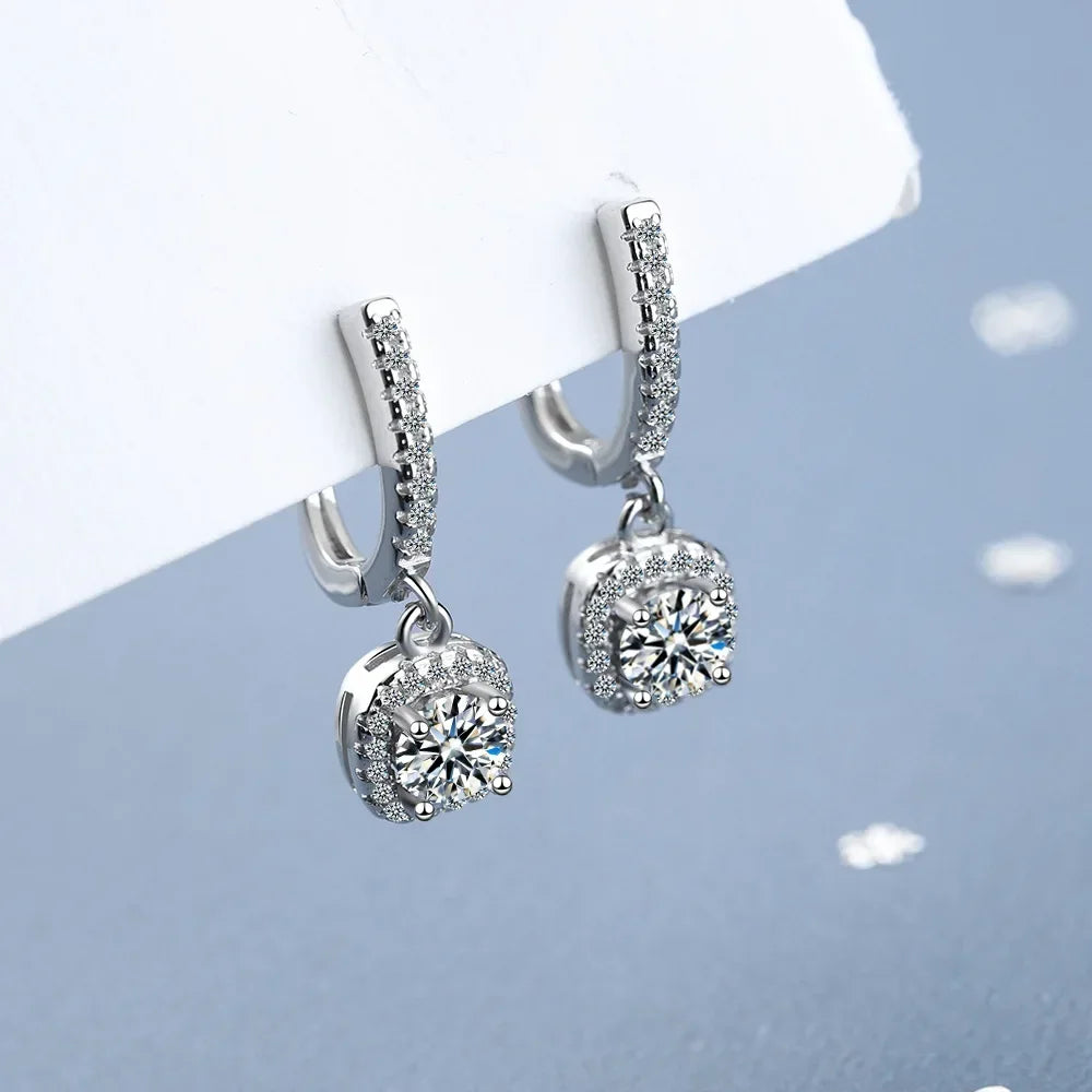 2CT Moissanite Huggie Hoop Earrings – 925 Sterling Silver Lab Diamond